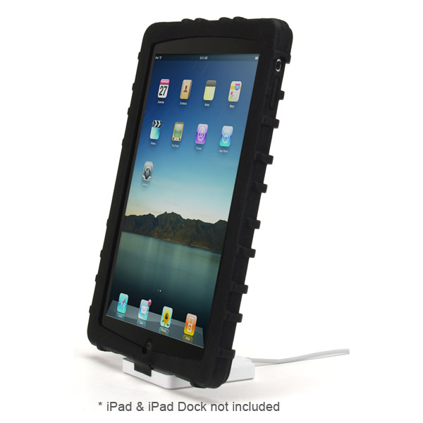 gloveOne AP1AH Dock-in-Case Silicone Ruggedized Bumper Case for Apple iPad, Black