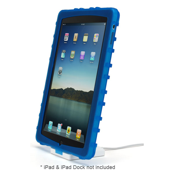gloveOne AP1AH Dock-in-Case Silicone Ruggedized Bumper Case for Apple iPad, Blue