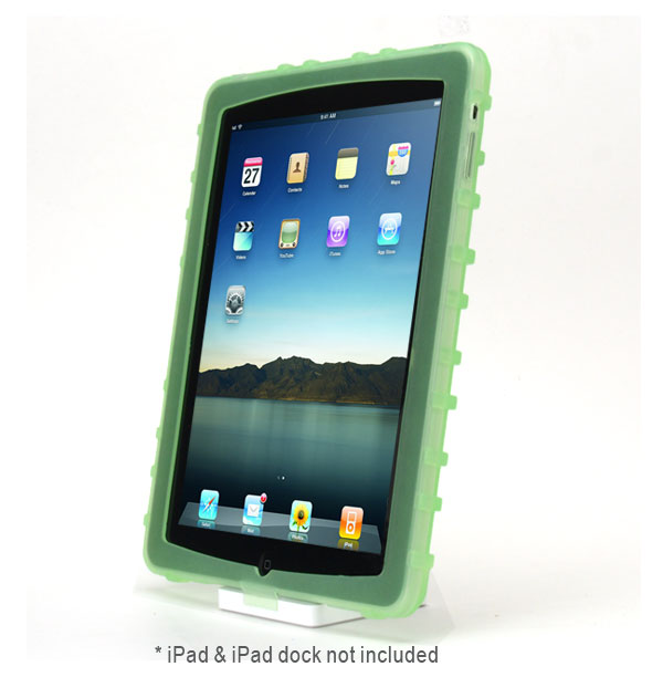 gloveOne AP1AH Dock-in-Case Silicone Ruggedized Bumper Case for Apple iPad, Green