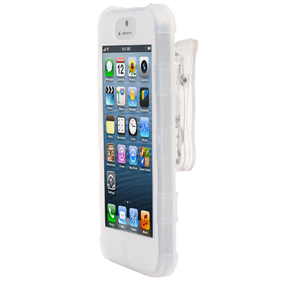 iPhone 5 Rugg Silicone Case, Dockable, w/BELT CLIP, CLEAR