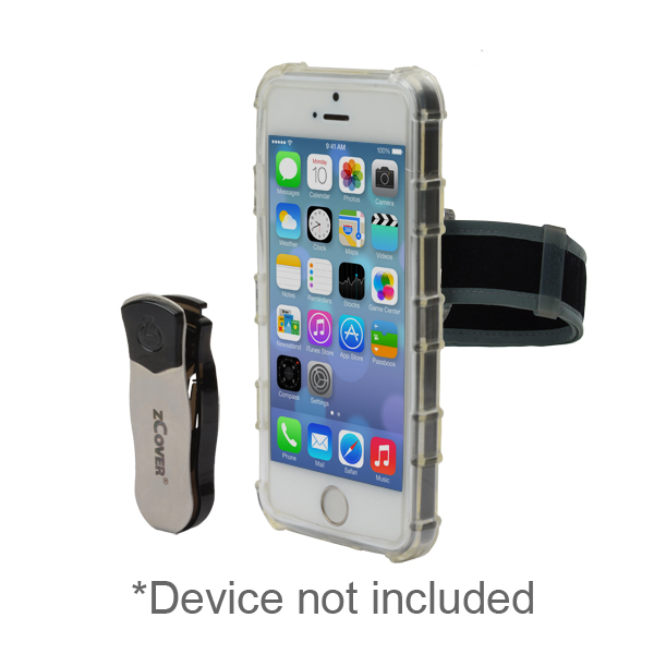 zCover GloveOne MacWorld Award Winning Designer HealthCare Grade TPU Case for Apple iPhone SE /5S, w/Armband & Universal Metal Belt Clip, Dockable, CLEAR