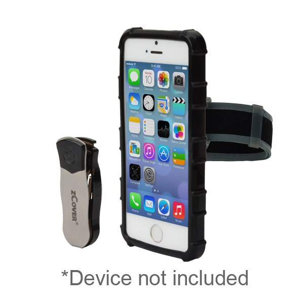 zCover GloveOne MacWorld Award Winning Designer HealthCare Grade TPU Case for Apple iPhone SE /5S, w/Armband & Universal Metal Belt Clip, Dockable, BLACK
