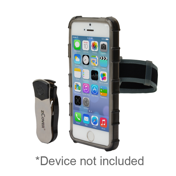 zCover GloveOne MacWorld Award Winning Designer HealthCare Grade TPU Case for Apple iPhone SE /5S, w/Armband & Universal Metal Belt Clip, Dockable, GREY