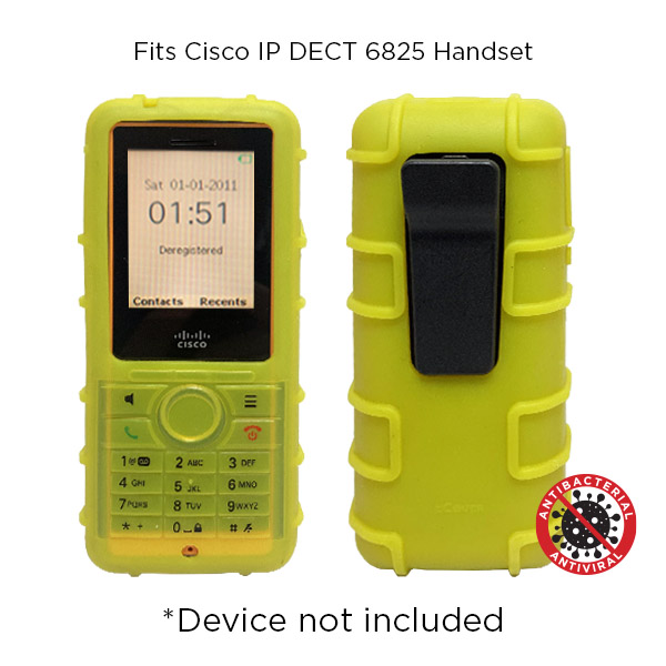 zCover Dock-in-Case Ruggedized Antimicrobial HealthCare Grade Back Open Silicone Case (ONLY) w/Printed Keypad fits Cisco IP DECT 6825 Handset, YELLOW