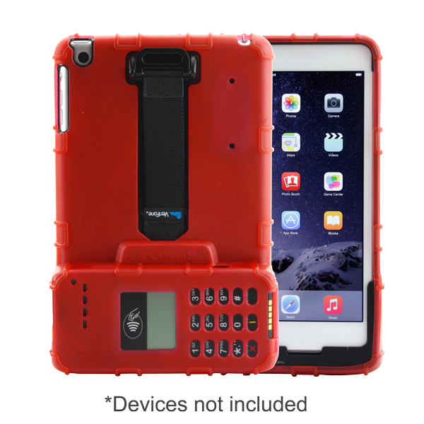 zCover gloveOne Ruggedized HealthCare Grade TPU Case for VeriFone PAYware Mobile e335 Device, Case ONLY, RED