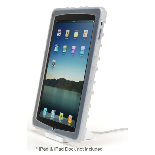 gloveOne AP1AH Dock-in-Case Silicone Ruggedized Bumper Case for Apple iPad, IceClear