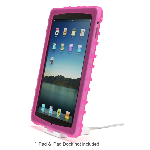 gloveOne AP1AH Dock-in-Case Silicone Ruggedized Bumper Case for Apple iPad, Pink