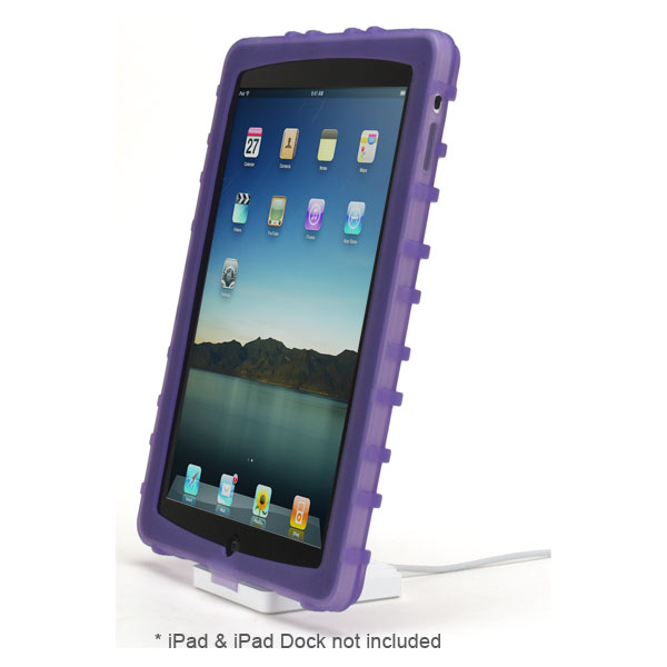 gloveOne AP1AH Dock-in-Case Silicone Ruggedized Bumper Case for Apple iPad, Purple