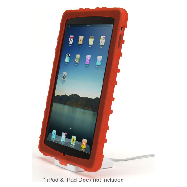 gloveOne AP1AH Dock-in-Case Silicone Ruggedized Bumper Case for Apple iPad, Red