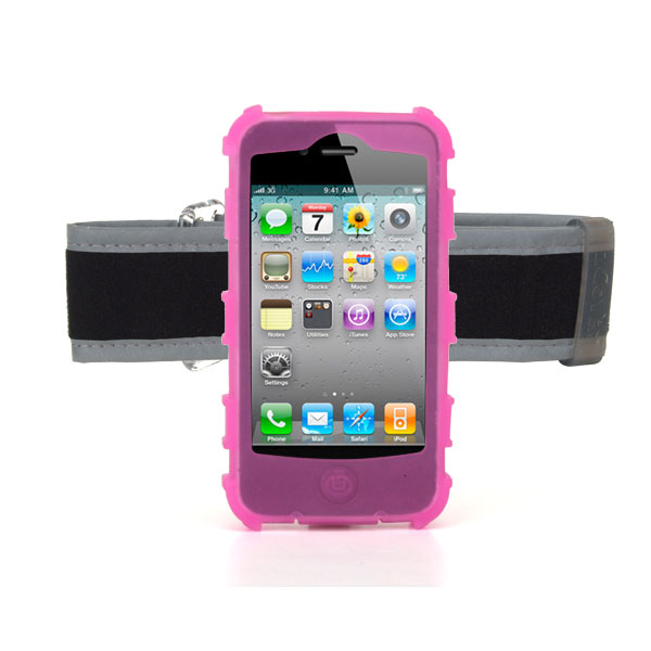 gloveOne iPhone 4G Silicone Case fits iPhone 4 Outdoor Pack w/ Universal Armband and Belt Clip, PINK