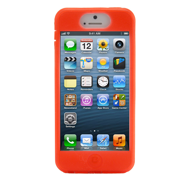 iPhone 5 Slim Silicone Case, Dockable, RED