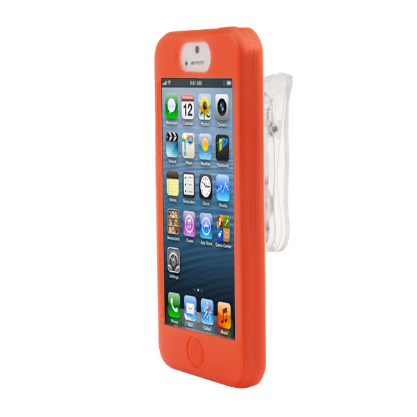 iPhone 5 Slim Silicone Case, Dockable, w/BELT CLIP, RED