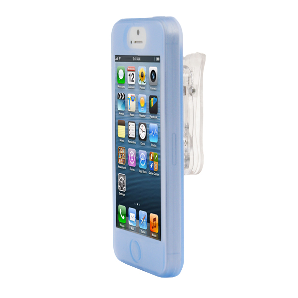 iPhone 5 Slim Silicone Case, Dockable, w/BELT CLIP, BLUE