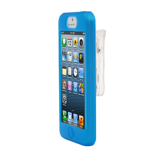 iPhone 5 Slim Silicone Case, Dockable, w/BELT CLIP, MUSIC BLUE