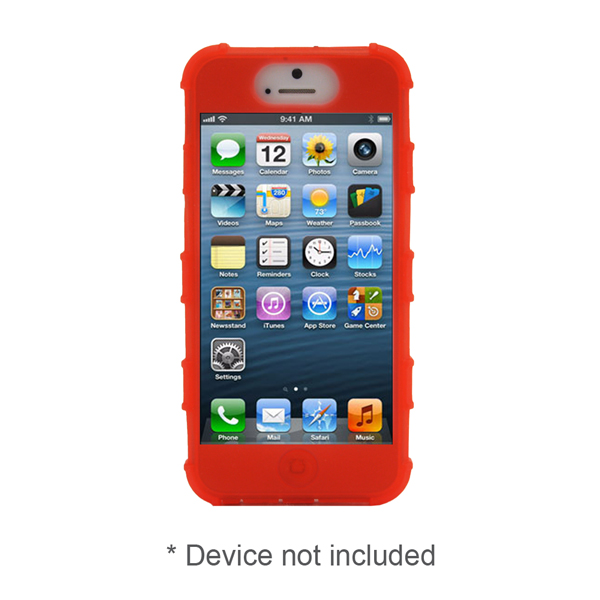 iPhone 5 Rugg Silicone Case, Dockable, RED
