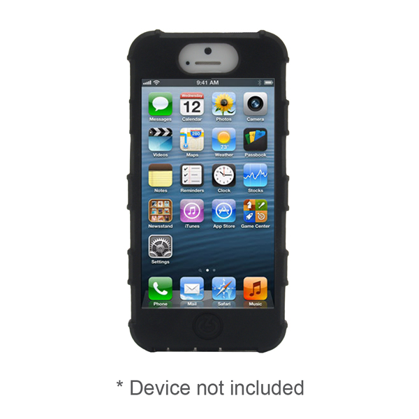 iPhone 5 Rugg Silicone Case, Dockable, BLACK