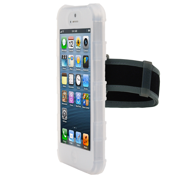 iPhone 5 Rugg Silicone Case, Dockable, w/BELT CLIP & ARMBAND, CLEAR