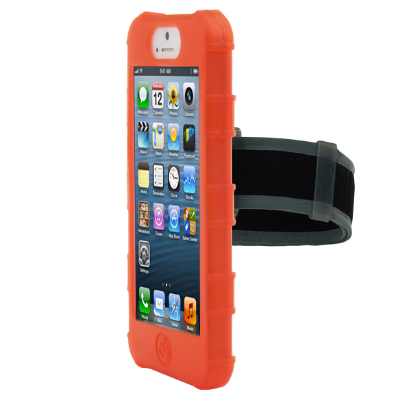 iPhone 5 Rugg Silicone Case, Dockable, w/BELT CLIP & ARMBAND, RED