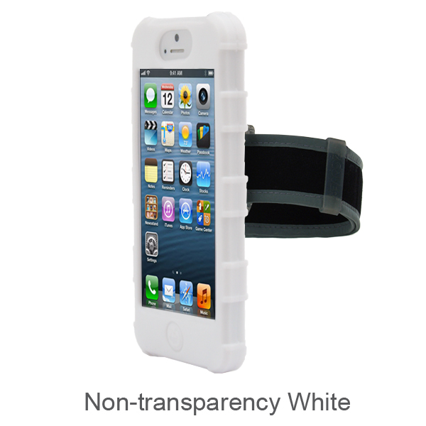 iPhone 5 Rugg Silicone Case, Dockable, w/BELT CLIP & ARMBAND, WHITE