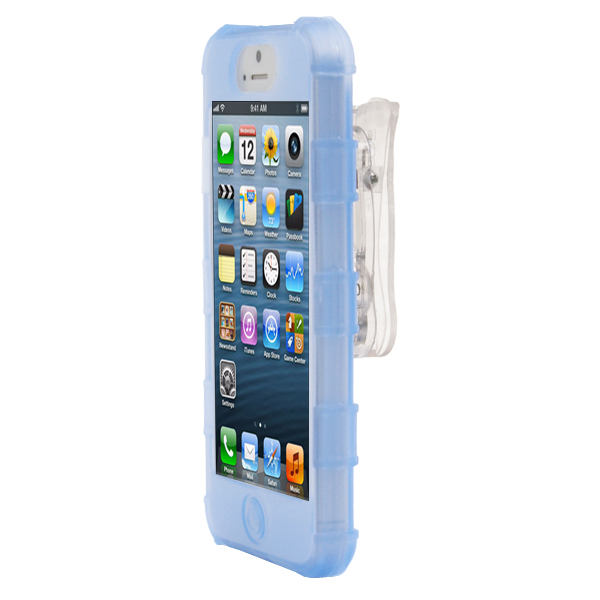 iPhone 5 Rugg Silicone Case, Dockable, w/BELT CLIP, BLUE