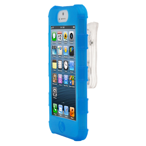 iPhone 5 Rugg Silicone Case, Dockable, w/BELT CLIP, MUSIC BLUE