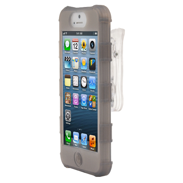 iPhone 5 Rugg Silicone Case, Dockable, w/BELT CLIP, GREY
