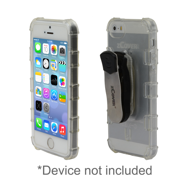 zCover GloveOne MacWorld Award Winning Designer HealthCare Grade TPU Case for Apple iPhone SE /5S, w/Universal Metal Belt Clip, Dockable, CLEAR
