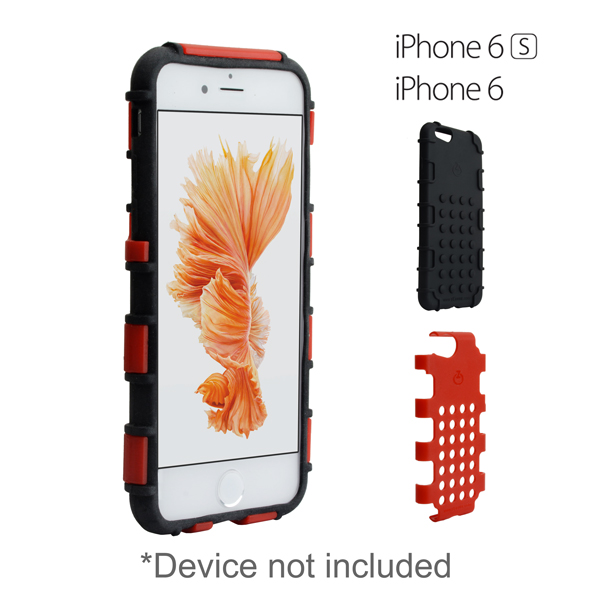 zCover gloveOne Ruggedized HealthCare Grade Silicone Case w/Red Clamshell fits Apple iPhone 6/6S, BLACK