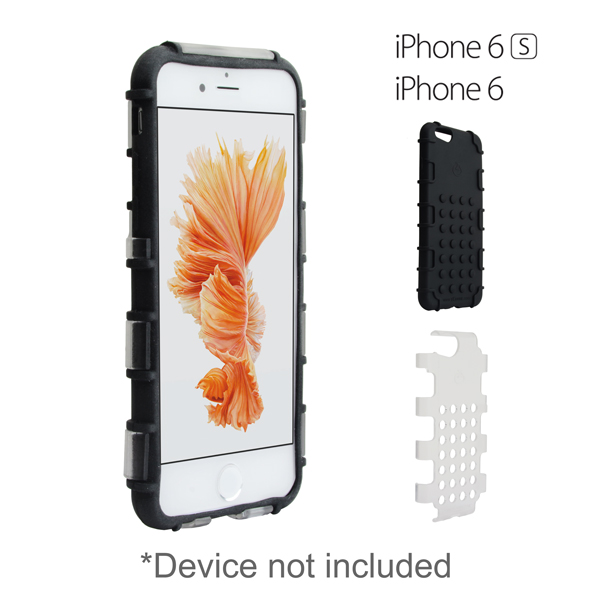 zCover gloveOne Ruggedized HealthCare Grade Silicone Case w/Clear Clamshell fits Apple iPhone 6/6S, BLACK