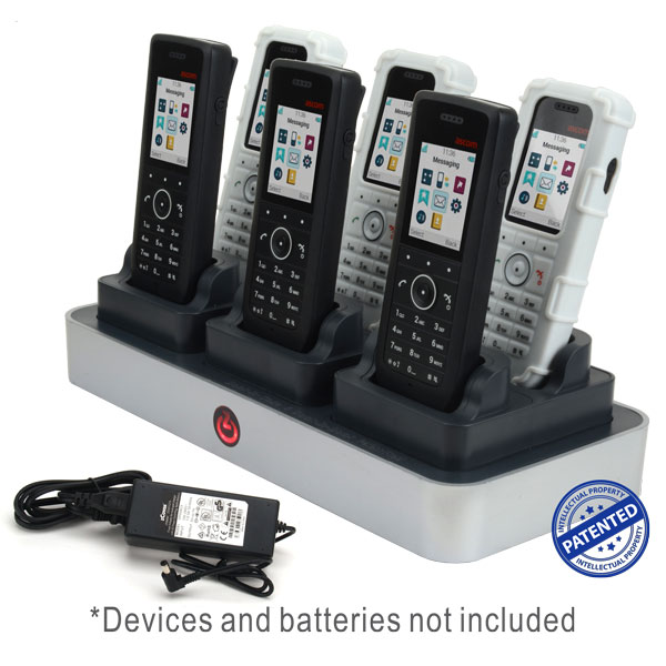 zDock� Unified Dual Charger Set with Dock-in-Case� Solution for Ascom d63/i63 & Avaya 3735 Handset, to Charge SIX (6) Handsets, with Selected Country AC Adapter