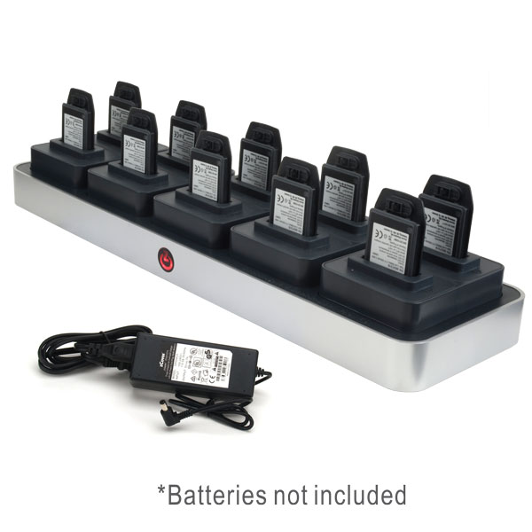 zDock Unified Multi-Battery Charging Dock on 5-Bay Rack for Ascom d62/i62/d81 & Avaya 3740/3749 Battery, to Charge up to TEN (10) Batteries Simultaneously, with Selected Country AC Adapter