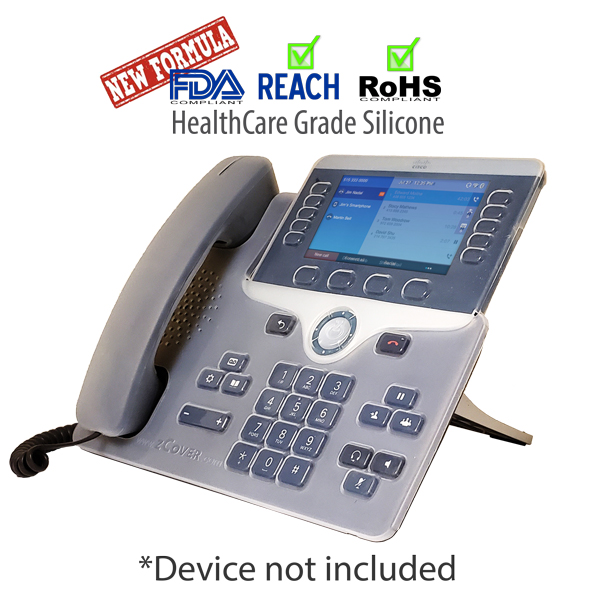 zCover gloveOne HealthCare Grade Transparent Silicone Cover for Cisco 8811/ 8841 / 8851 / 8861 Desktop IP Phone, Screen Cover + Base Cover+ Handset Cover, CLEAR