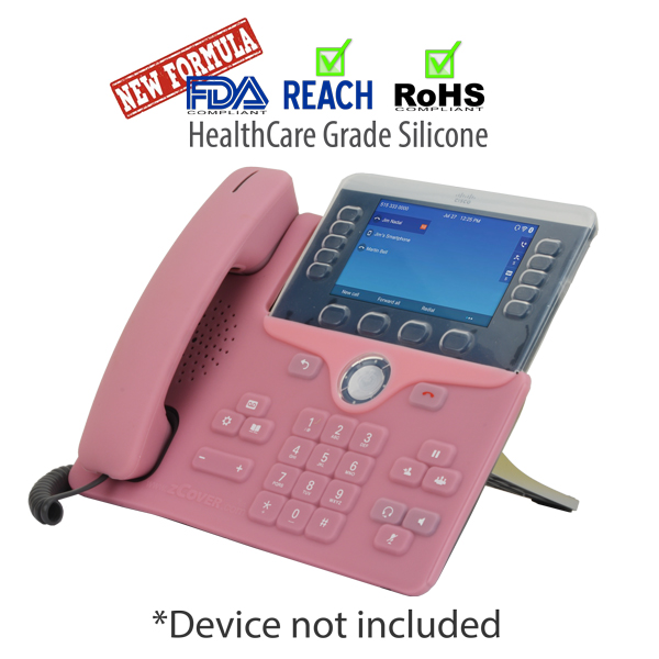 zCover gloveOne HealthCare Grade Silicone Cover for Cisco 8811/ 8841 / 8851 / 8861 Desk Top IP Phone, Screen Cover + Printed Base Cover+Handset Cover,  PINK