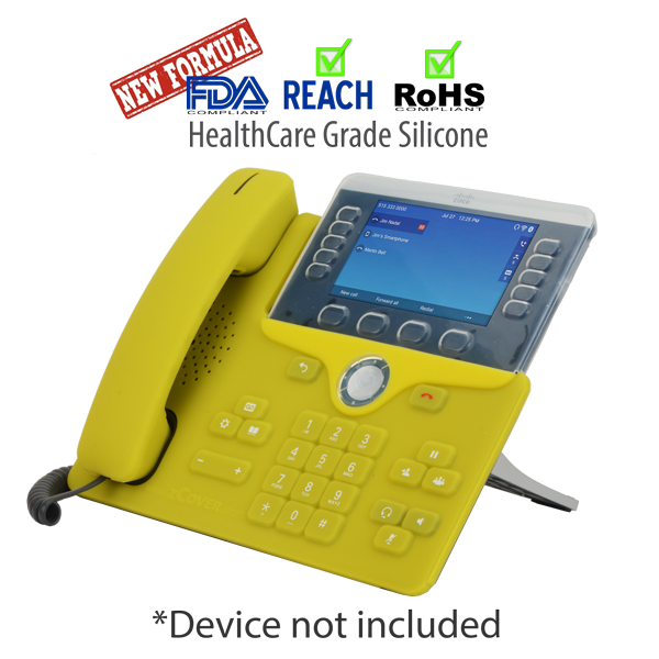zCover gloveOne HealthCare Grade Silicone Cover for Cisco 8811/ 8841 / 8851 / 8861 Desk Top IP Phone, Screen Cover + Printed Base Cover+Handset Cover,  YELLOW