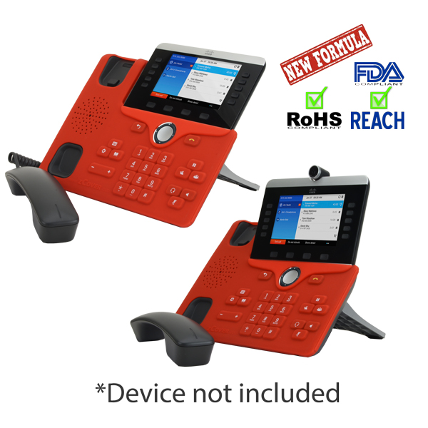 zCover gloveOne HealthCare Grade Printed Silicone Base Cover for Cisco 8811/ 8841 / 8851 / 8861/8845 / 8865 Desk Top IP Phone, Base Cover ONLY, RED