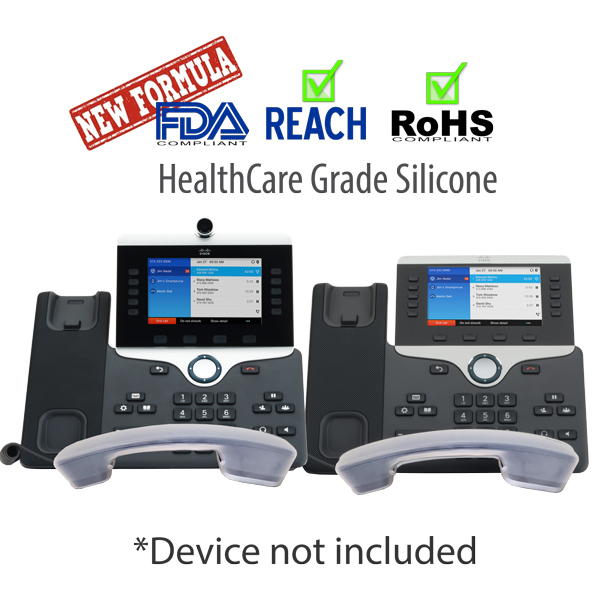 zCover gloveOne HealthCare Grade Silicone Handset Cover for Cisco 8811/ 8841 / 8851 / 8861/8845 / 8865 Desk Top IP Phone, Handset Cover ONLY, CLEAR