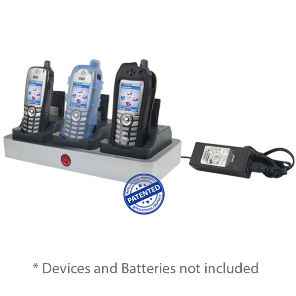 zDock Unified Dual-Charging Dock with Dock-in-Case Solution in 3-Bay Rack for Cisco 7921G Wireless IP Phone, to Charge up to THREE (3) Handsets & THREE (3) Batteries Simultaneously, with Selected Country AC Adapter