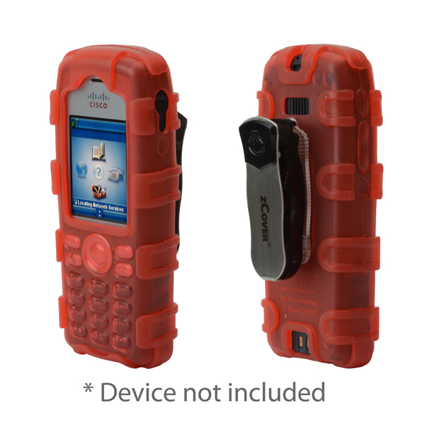 Rugg Silicone Case w/ Metal Belt Clip fits Cisco 7925G/7925G-EX, Dock-in-Case, RED [Replacement of CI925HRD]
