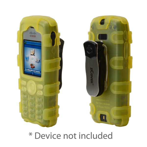 Rugg Silicone Case w/ Metal Belt Clip fits Cisco 7925G/7925G-EX, Dock-in-Case, YELLOW [Replacement of CI925HYL]