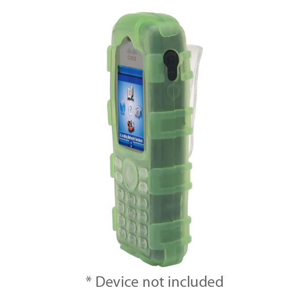 Rugg Silicone Case w/Fixed Low Profile Belt Clip fits Cisco 7925G/7925G-EX, Dock-in-Case, GREEN