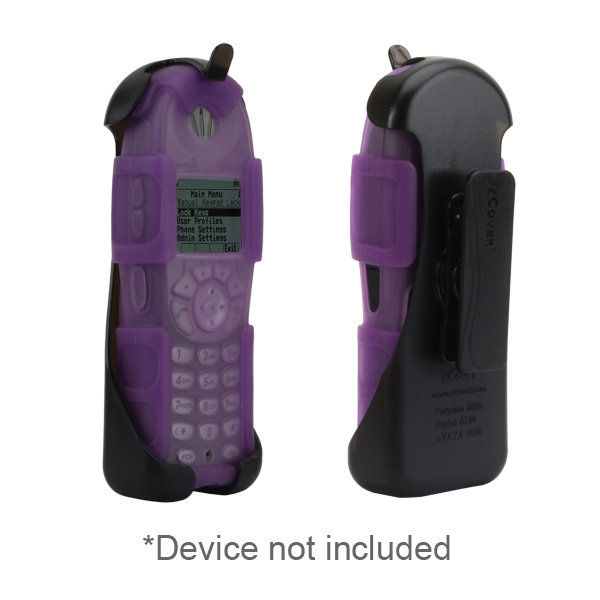 Rugg Healthcare Grade Back Open Silicone Case fits Spectralink 8030, Nortel WLAN 6140, Avaya 3645/6140 & Alcatel 610 Wireless IP Phone w/ Fixed Low Profile Holster Clip, PURPLE