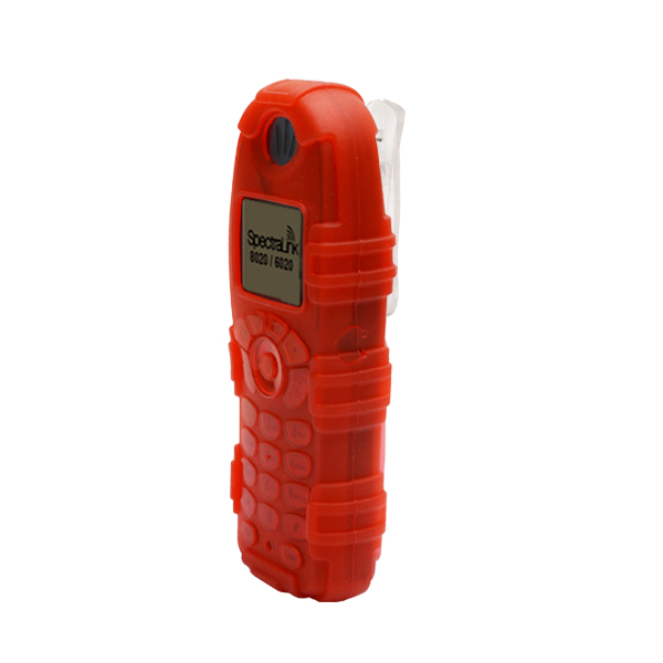 Rugg Healthcare Grade Back Open Silicone Case fits Spectralink 8020/6020, Avaya 3641/6120, Nortel WLAN 6120 & Alcatel 310 Wireless IP Phone w/Fixed Low Profile Belt Clip, RED