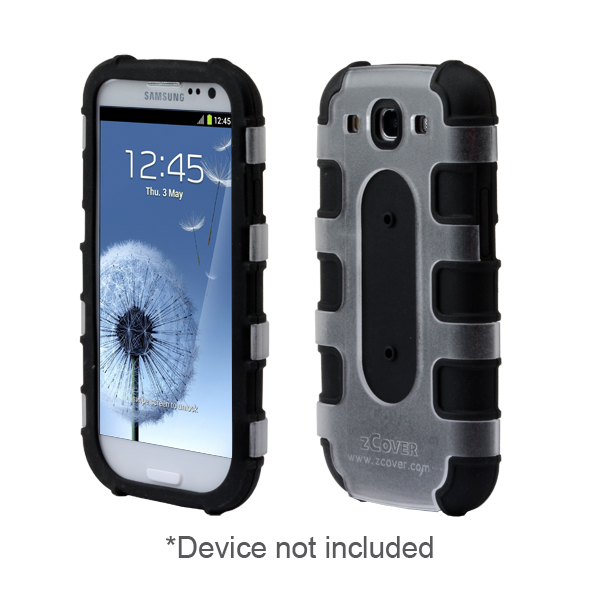 GloveOne Rugg Silicone Case for Samsung Galaxy S3, Healthcare Grade Ruggedized Silicone Case w/Rugg Back Clam Shell, BLACK