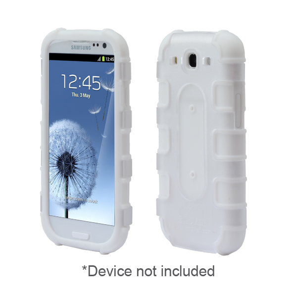 GloveOne Rugg Silicone Case for Samsung Galaxy S3, Healthcare Grade Ruggedized Silicone Case w/Rugg Back Clam Shell, White